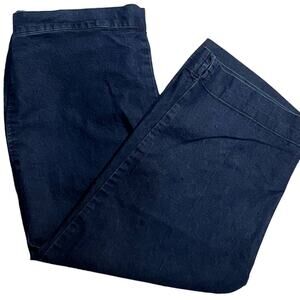 Alfred Dunner Pull On Denim Capri Pants Elastic Waist Sz 8 Petite Dark Wash Blue